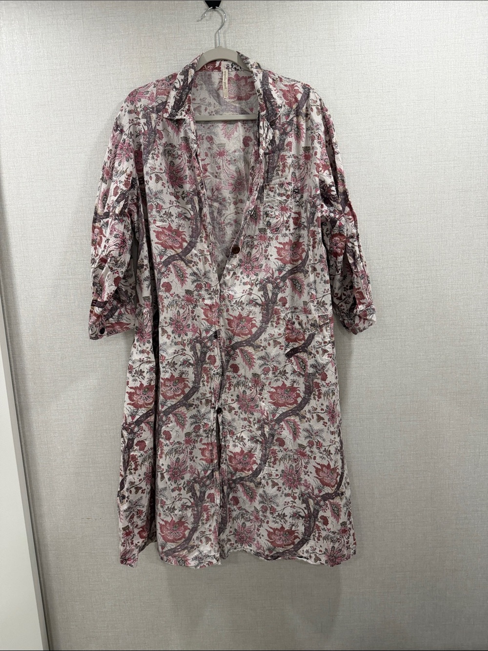 Magnolia Pearl Cream Tunic with Dusty Rose and Gray Floral Print